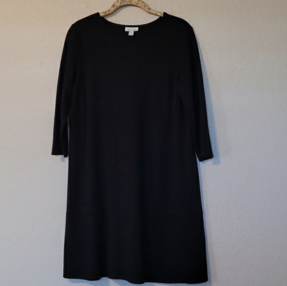 J. JILL Ponte Knit Seamed 3/4 Sleeve Pullover Shift Dress Excellent Condition SP